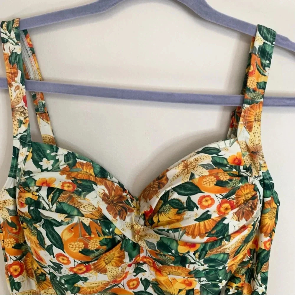 Niptuck Orange Brown One Piece Bathing Suit 12 - Picture 7 of 8